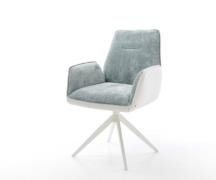 DELIFE Draaistoel Zoa-Flex materiaalmix echt leer wit-pastelblauw krui...