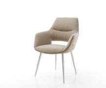 DELIFE Eetkamerstoel Yago-Flex met armleuning materiaalmix mud 4-poot ...