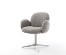 DELIFE Draaistoel Nube-Flex met armleuning bouclé zilver grijs kruispo...