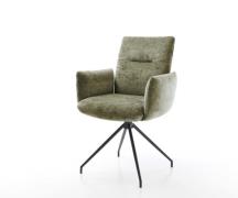DELIFE Draaistoel Jova-Flex met armleuning chenille olijfgroen kruisfr...