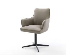 DELIFE Draaistoel Heira-Flex met armleuning echt leer mud kruispoot zw...