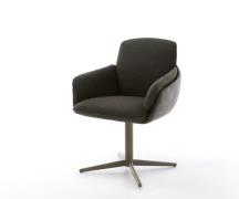 DELIFE Draaistoel Luan-Flex met armleuning materiaalmix zwart kruispoo...