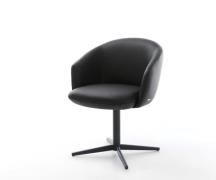 DELIFE Draaistoel Caja-Flex met armleuning echt leer zwart kruispoot z...