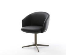 DELIFE Draaistoel Caja-Flex met armleuning echt leer zwart kruispoot a...