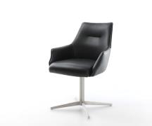 DELIFE Draaistoel Alja-Flex met armleuning echt leer zwart kruispoot r...