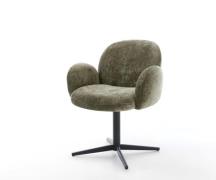 DELIFE Draaistoel Nube-Flex met armleuning chenille olijfgroen kruispo...