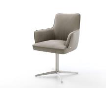 DELIFE Draaistoel Heira-Flex met armleuning echt leer mud kruispoot ro...