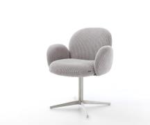 DELIFE Draaistoel Nube-Flex met armleuning koord zilver grijs kruispoo...