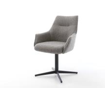 DELIFE Draaistoel Alja-Flex met armleuning bouclé zilver grijs kruispo...