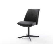 DELIFE Draaistoel Elso-Flex echt leer zwart kruispoot zwart 360° draai...