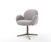 DELIFE Draaistoel Nube-Flex met armleuning koord zilver grijs kruispoo...