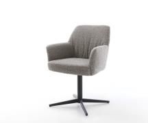 DELIFE Draaistoel Xana-Flex met armleuning bouclé zilver grijs kruispo...