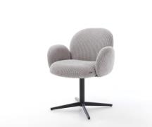 DELIFE Draaistoel Nube-Flex met armleuning koord zilver grijs kruispoo...