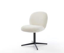 DELIFE Draaistoel Nube-Flex bouclé wit kruispoot zwart 360° draaibaar ...