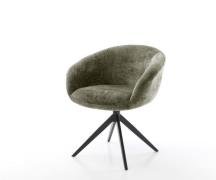 DELIFE Draaistoel Vinka-Flex met armleuning chenille olijfgroen kruisf...