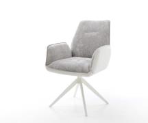 DELIFE Draaistoel Zoa-Flex materiaalmix echt leer wit-zilver grijs kru...