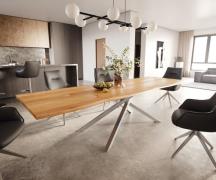 DELIFE Eettafel Edge 300x100x4 eiken natuur kruisframe rechthoek RVS L...