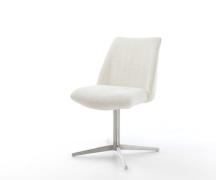 DELIFE Draaistoel Elso-Flex bouclé wit kruispoot roestvrij staal 360° ...