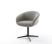 DELIFE Draaistoel Vinka-Flex met armleuning bouclé zilver grijs kruisp...