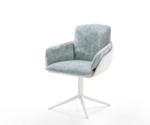 DELIFE Draaistoel Luan-Flex met armleuning materiaalmix echt leer wit-...