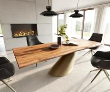 DELIFE Eettafel Edge 240x100 acacia natuur Cono metaal goud Live-Edge