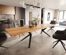 DELIFE Eettafel Edge 300x100x4 eiken natuur Zenthara kantig metaal zwa...