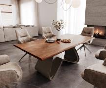 DELIFE Eetkamertafel Edge 200x100 acacia bruin W-frame metaal effectaf...