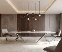 DELIFE Eetkamertafel Edge 300x100 keramiek Minas Melange wit-Beige Est...