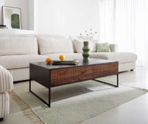 DELIFE Salontafel Vaag 120 cm sheesham natuur mango zwart 4 laden