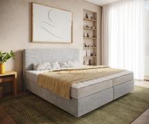 DELIFE Boxspringbed Dream-Koord zilver 200x200 cm Bonell matras PU top...