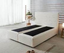 DELIFE Boxspringbed Dream-Well pluche koord beige 140x200 cm