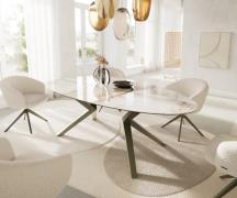 DELIFE Eetkamertafel Edge ovaal 220x120 keramiek Minas Melange wit-Bei...