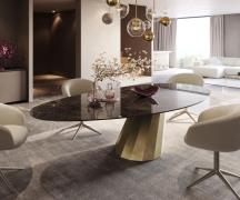 DELIFE Eettafel Edge Oval 280x130 keramiek  Laminam® Emperador Extra L...