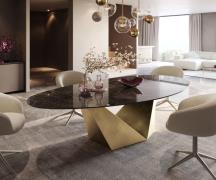 DELIFE Eettafel Edge Oval 280x130 keramiek  Laminam® Emperador Extra L...