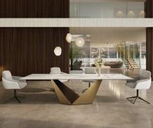 DELIFE Eettafel Edge 300x100 keramiek  Calacatta Luxe wit-goud-grijs P...