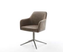 DELIFE Draaistoel Greg-Flex microvelours taupe vintage kruispoot grafi...
