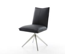 DELIFE Draaistoel Lelio-Flex echt leer zwart kruisframe breed roestvri...