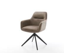 DELIFE Draaistoel Pejo-Flex microvelours taupe vintage kruisframe bree...