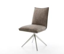 DELIFE Draaistoel Lelio-Flex microvelours taupe vintage kruisframe bre...