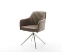 DELIFE Draaistoel Greg-Flex microvelours taupe vintage kruisframe bree...