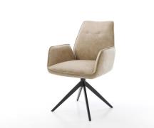 DELIFE Draaistoel Zoa-Flex microvelours beige vintage kruisframe breed...