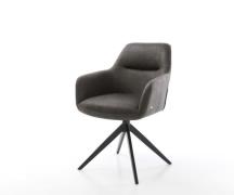 DELIFE Draaistoel Pejo-Flex microvelours antraciet vintage kruisframe ...