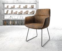 DELIFE Armleunstoel Pejo-Flex bruin antiek slipframe zwart