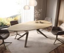 DELIFE Eetkamertafel Edge ovaal 220x120 keramiek Laminam® Sabbia eiken...