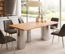 DELIFE Eettafel Edge 200x100 acacia natuur Troa RVS geborsteld Live-Ed...