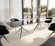 DELIFE Eettafel Edge 300x100 Reliefglas zwart 3D-Design Estelar rond  ...