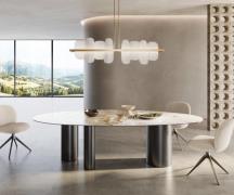 DELIFE Eetkamertafel Edge ovaal 280x130 keramiek Minas Melange wit-Bei...