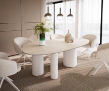 DELIFE Eettafel Edge Oval 220x120 keramiek  Laminam® Travertino Bianco...