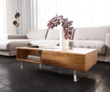DELIFE Salontafel New Live-Edge 115x60 cm acacia natuur 2 schuiflade 1...