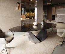 DELIFE Eettafel Edge Oval 280x130 Reliefglas rookzwart 3D-Design Prism...